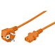 Netzkabel mit Schukostecker – C13-Kupplung – Orange – 2 Meter