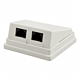 Dose Aufputz Cat. 5/ Class E zweifach, ungeschirmt, 2 x RJ45, Elfenbein