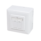 Dose Aufputz Cat. 6/ Class E zweifach, geschirmt, 2 x 45RJ, Weiß