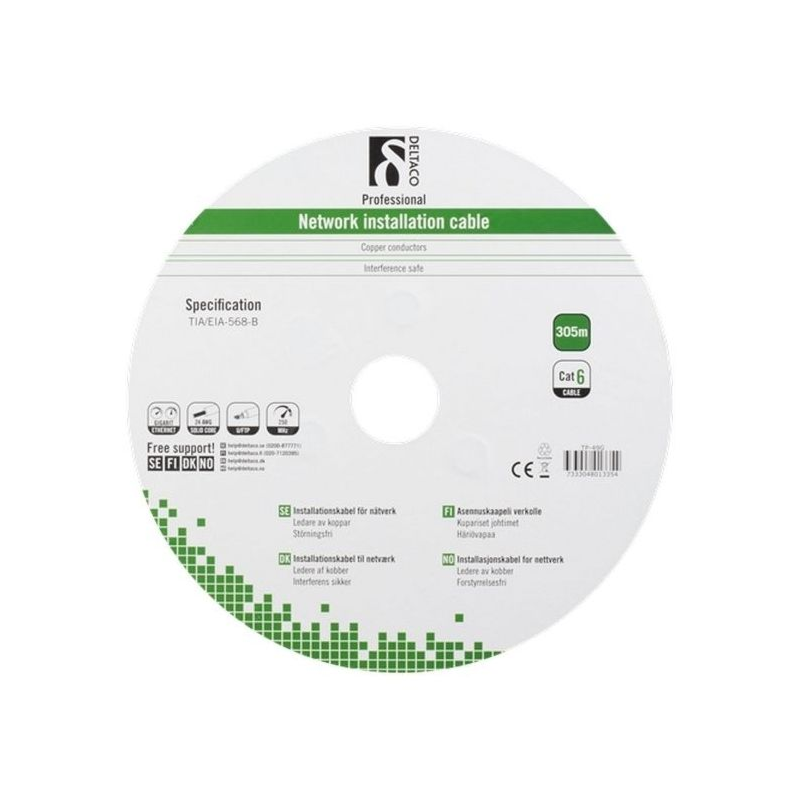 Alfaco Cat6 F/UTP-Kabel auf Rolle starrleiter 305 m grau LSZH – (Eca)
