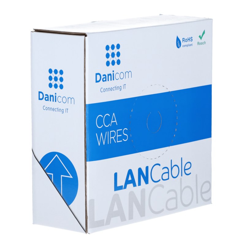 CAT6 Netzwerkkabel, SF/UTP, AWG 27/7 (Flexibel), 100 Meter, Grau, CCA