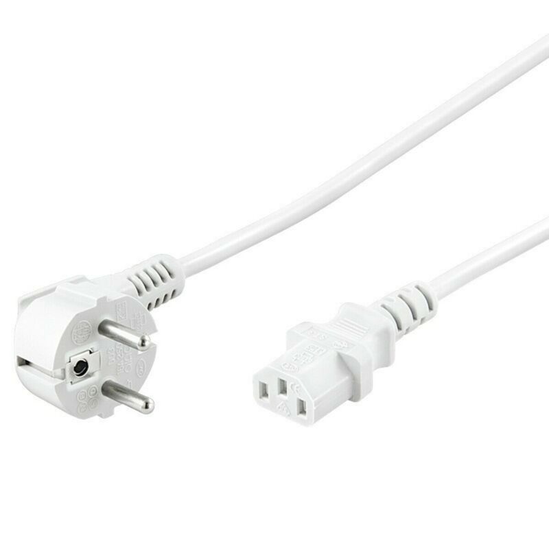 Netzkabel mit Schukostecker – C13-Kupplung –Weiß – 1,5 Meter