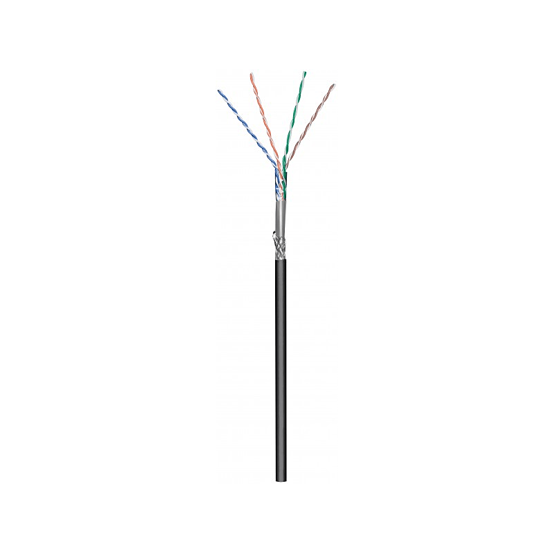 CAT6 Outdoor Netzwerkkabel, SF/UTP, AWG 23/1 (Starrleiter), 100 Meter, Schwarz, CCA
