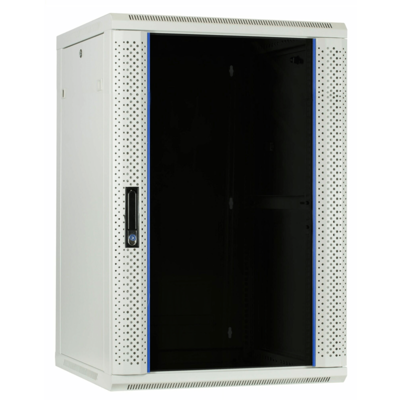 27 HE Serverschrank, Wandgehäuse mit Glastür (BxTxH) 600 x 600 x 1400mm weiß 