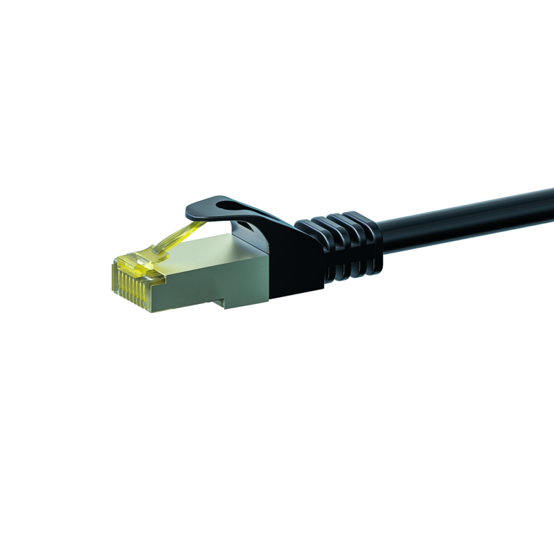 RJ45 Netzwerkkabel S/FTP (PiMF), mit CAT 7 Rohkabel, Schwarz, 50m