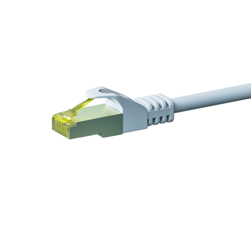 RJ45 Netzwerkkabel S/FTP (PiMF), mit CAT 7 Rohkabel, Weiß, 1,50m