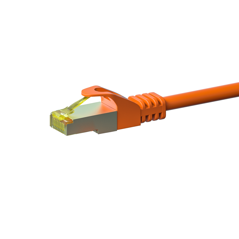 RJ45 Netzwerkkabel S/FTP (PiMF), mit CAT 7 Rohkabel, Orange, 7,50m