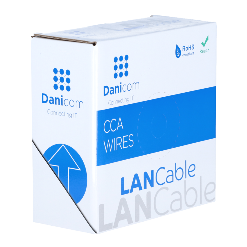 CAT5e U/UTP 50m kabel auf rolle flexibel grau CCA