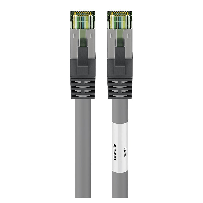 RJ45 Netzwerkkabel S/FTP (PiMF), mit CAT 8 Rohkabel, Grau, 1m