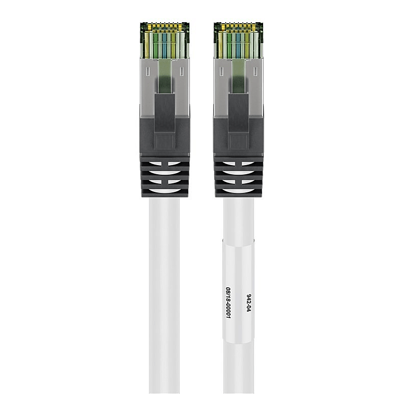 RJ45 Netzwerkkabel S/FTP (PiMF), mit CAT 8 Rohkabel, Weiß, 2m