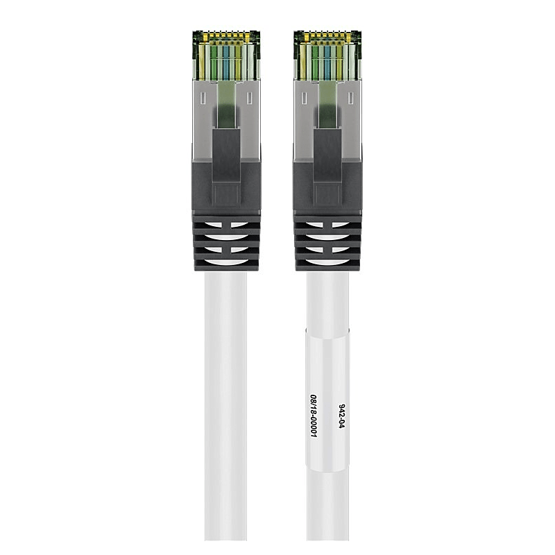 RJ45 Netzwerkkabel S/FTP (PiMF), mit CAT 8 Rohkabel, Weiß, 5m