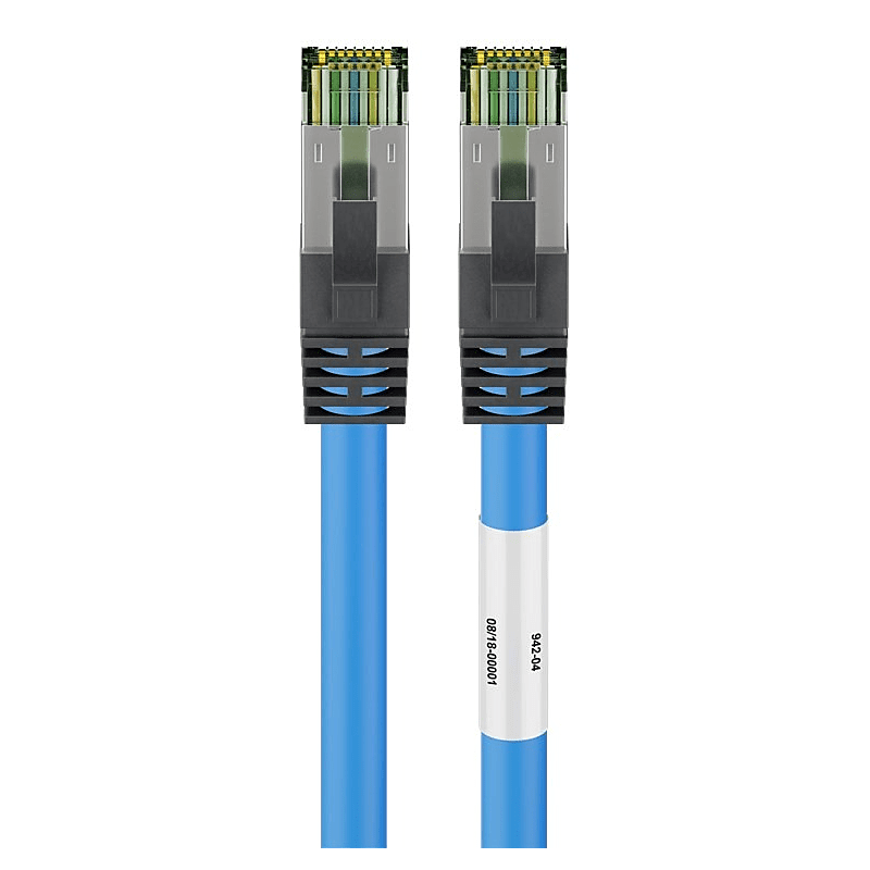 RJ45 Netzwerkkabel S/FTP (PiMF), mit CAT 8 Rohkabel, Blau, 1m