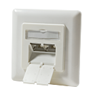 Dose Unterputz Cat. 6a/ Class E zweifach, geschirmt, 2 x RJ45 Elfenbein