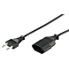 Stromkabel mit Eurostecker und Eurobuchse – Schwarz - 3 Meter