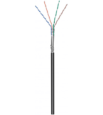 CAT6 Outdoor Netzwerkkabel, S/FTP, AWG 26/7 (Flexibel), 100 Meter, Schwarz, CCA