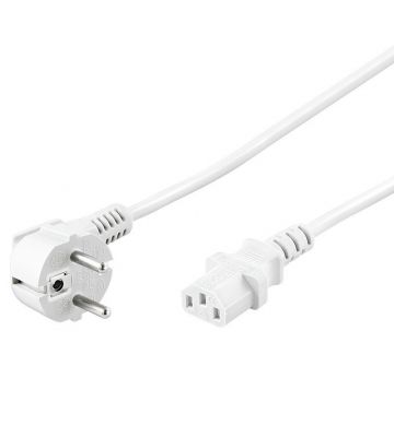 Netzkabel mit Schukostecker – C13-Kupplung –Weiß – 1,5 Meter