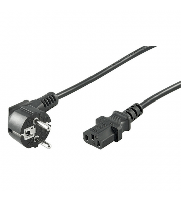 Netzkabel mit gewinkeltem Schukostecker - C13-Kupplung - Schwarz - 3 Meter