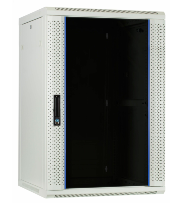 27 HE Serverschrank, Wandgehäuse mit Glastür (BxTxH) 600 x 600 x 1400mm weiß 