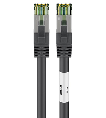 RJ45 Netzwerkkabel S/FTP (PiMF), mit CAT 8 Rohkabel, Schwarz, 5m