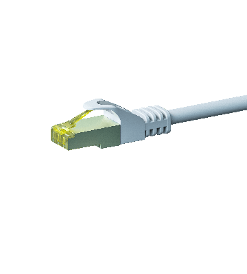 RJ45 Netzwerkkabel S/FTP (PiMF), mit CAT 7 Rohkabel, Weiß, 0,25m