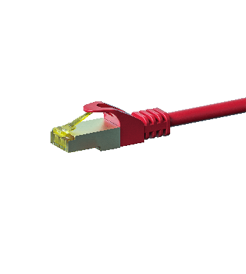 RJ45 Netzwerkkabel S/FTP (PiMF), mit CAT 7 Rohkabel, Rot, 0,25m