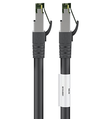 RJ45 Netzwerkkabel S/FTP (PiMF), mit CAT 8 Rohkabel, Schwarz, 1m