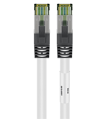 RJ45 Netzwerkkabel S/FTP (PiMF), mit CAT 8 Rohkabel, Weiß, 0,50m