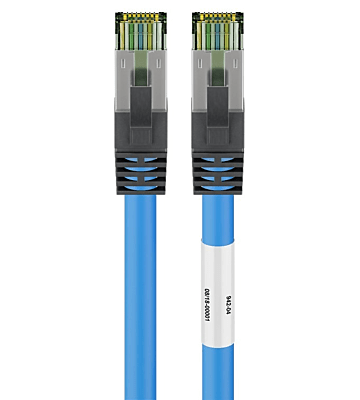 RJ45 Netzwerkkabel S/FTP (PiMF), mit CAT 8 Rohkabel, Blau, 0,25m