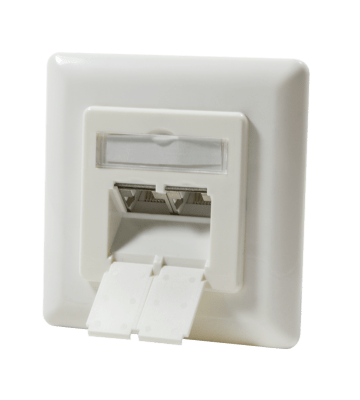 Dose Unterputz Cat. 6/ Class E zweifach, geschirmt, 2 x RJ45 Elfenbein