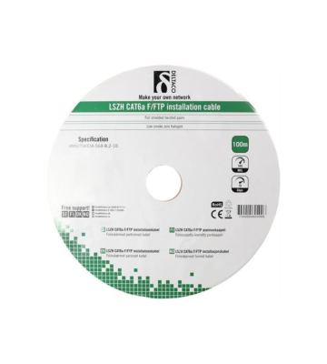 Alfaco Cat6a F/FTP-Kabel auf Rolle starrleiter 100 m grau LSZH – (Eca)