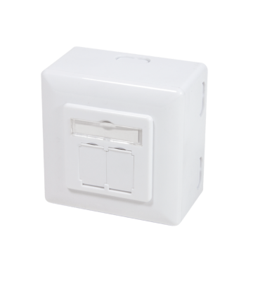 Cat. 5e STP, Anschlußdose Aufputz, 2 x RJ45, Weiß