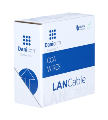 CAT5e U/UTP 50m kabel auf Rolle starr grau CCA