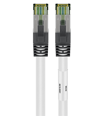 RJ45 Netzwerkkabel S/FTP (PiMF), mit CAT 8 Rohkabel, Weiß, 3m