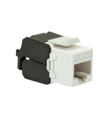 CAT6a UTP Keystone Netzwerkstecker - Toolless - Schwarz-Weiß