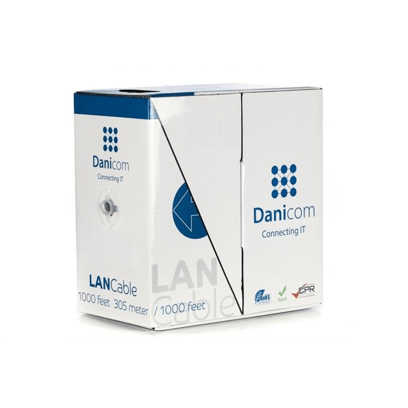 CAT6 Netzwerkkabel, U/UTP, AWG 24/7 (Flexibel), 305 Meter, Grau, CCA