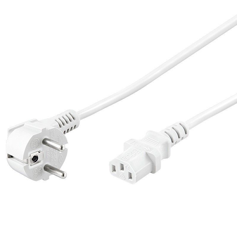 Netzkabel mit Schukostecker – C13-Kupplung – Weiß –3 Meter