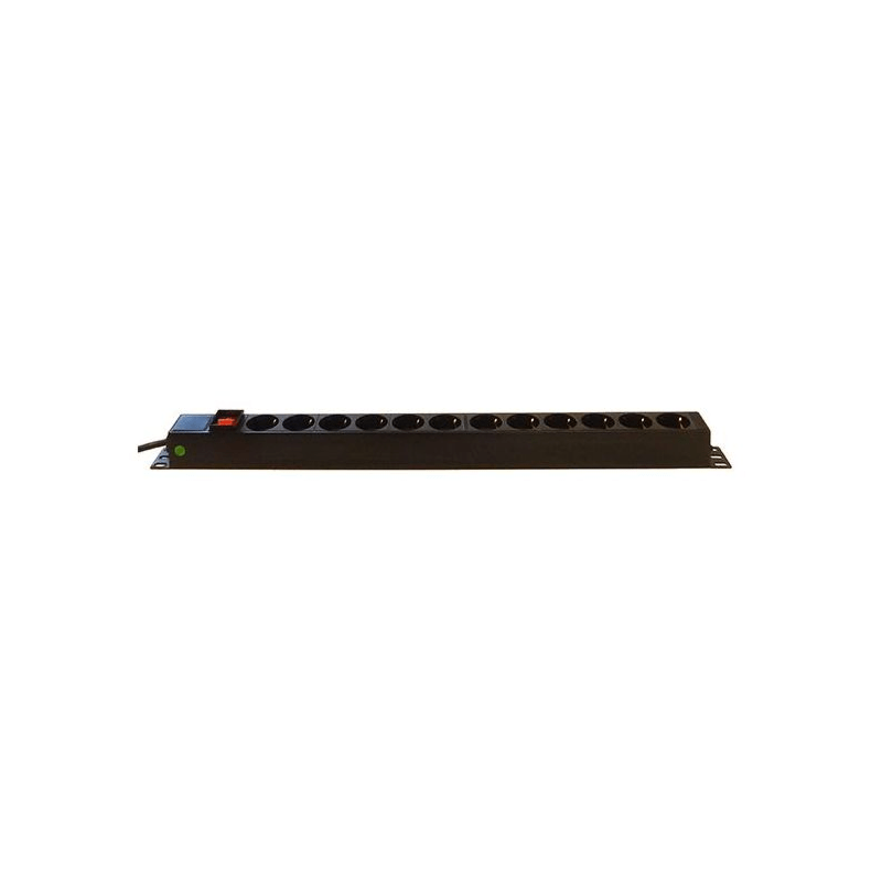 12-fach Steckdosenleiste mit Schalter, 2m Stromkabel für Serverschränke