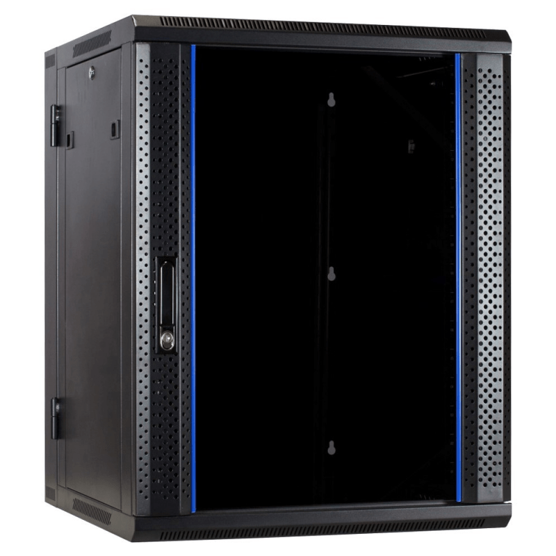22 HE Serverschrank, wendbares Wandgehäuse mit Glastür (BxTxH) 600 x 600 x 1200mm