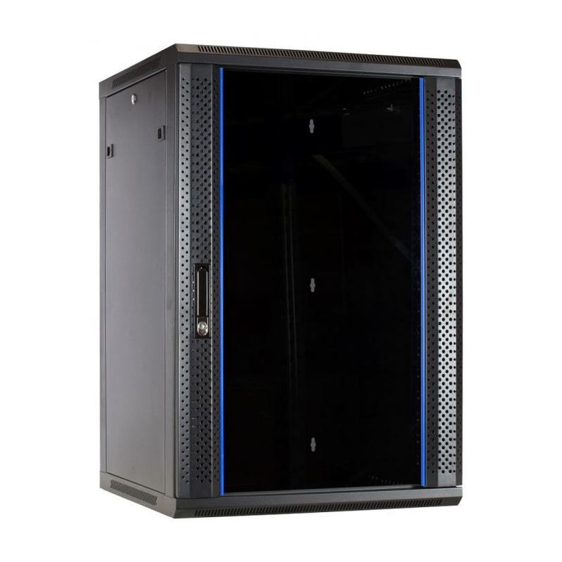 22 HE Serverschrank, Wandgehäuse mit Glastür (BxTxH) 600 x 600 x 1200mm