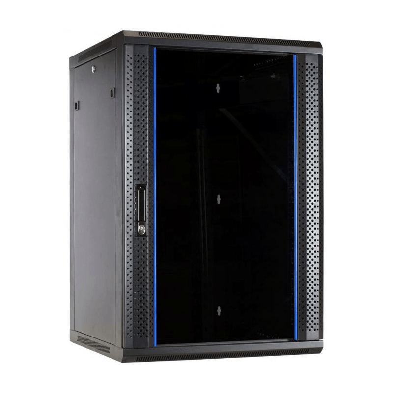 27 HE Serverschrank, Wandgehäuse mit Glastür (BxTxH) 600 x 600 x 1400mm 