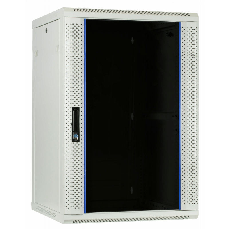 22 HE Serverschrank, Wandgehäuse mit Glastür (BxTxH) 600 x 600 x 1200mm weiß 