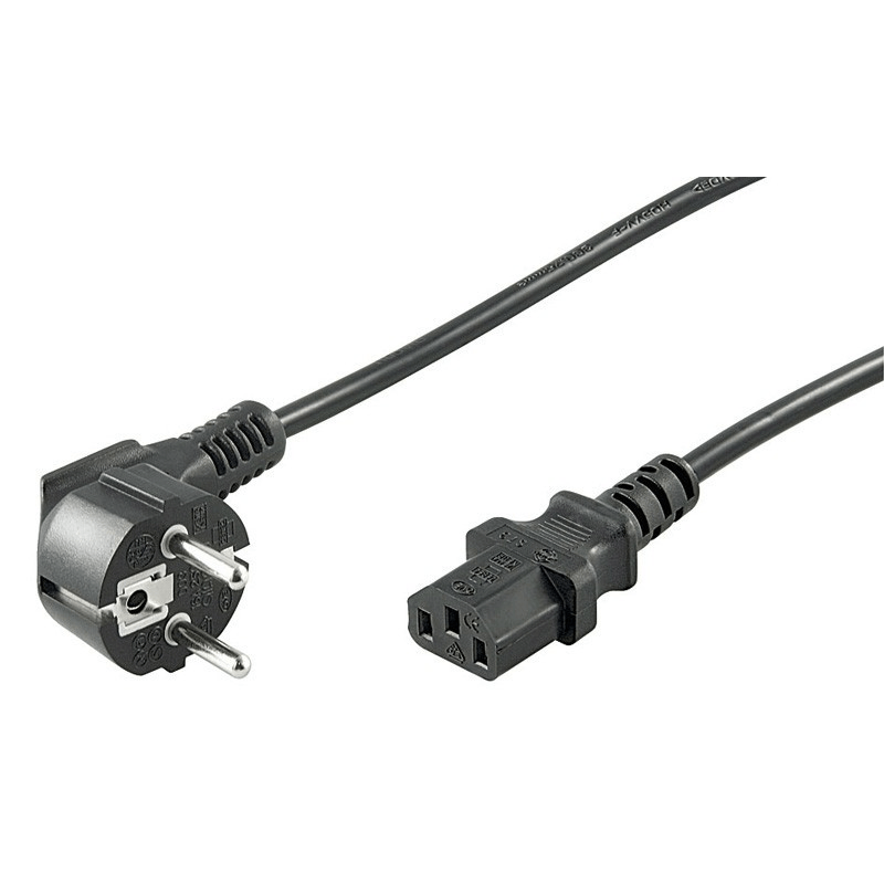 Netzkabel mit gewinkeltem Schukostecker - C13-Kupplung - Schwarz - 3 Meter