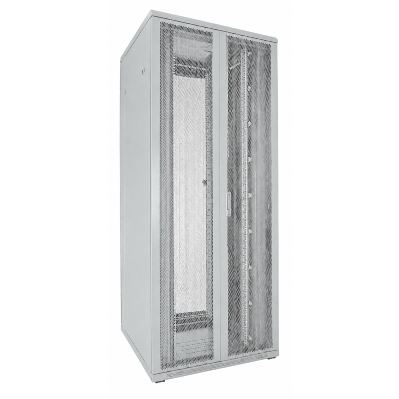 42 HE 19" Serverschrank, mit perforierten Doppelflügeltüren vorne und hinten, Weiß, (BxTxH) 800x800x2000mm