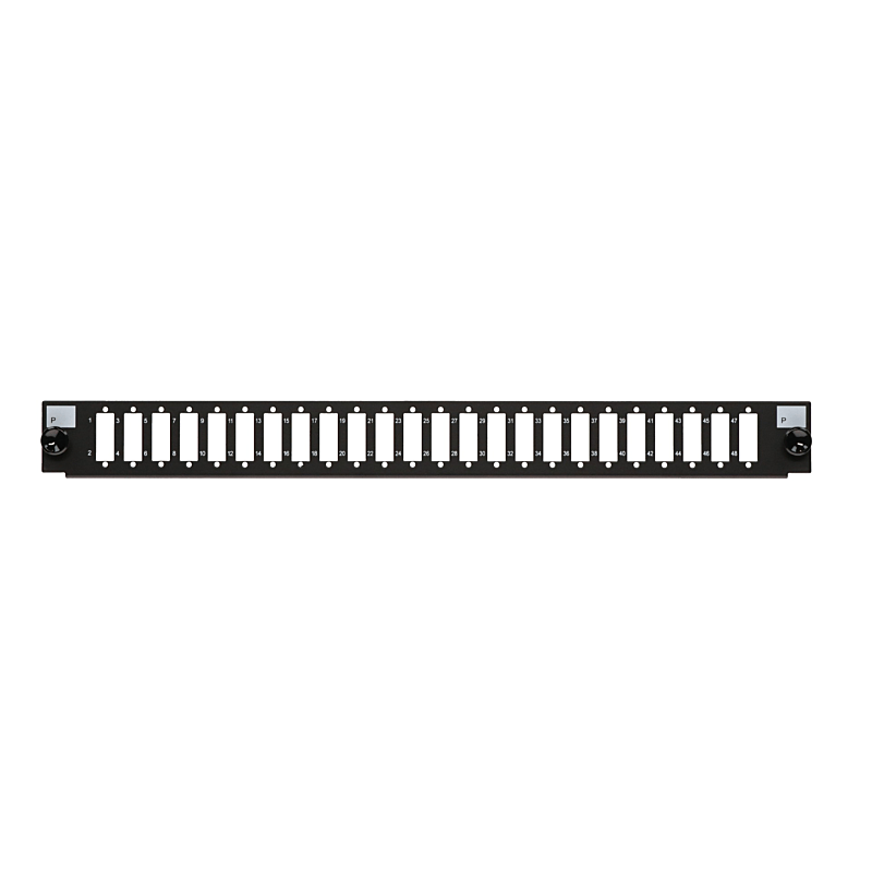 Frontplatte LC/SC 24-Port schwarz Quad/Duplex, geeignet für universelle Glasfaserablage