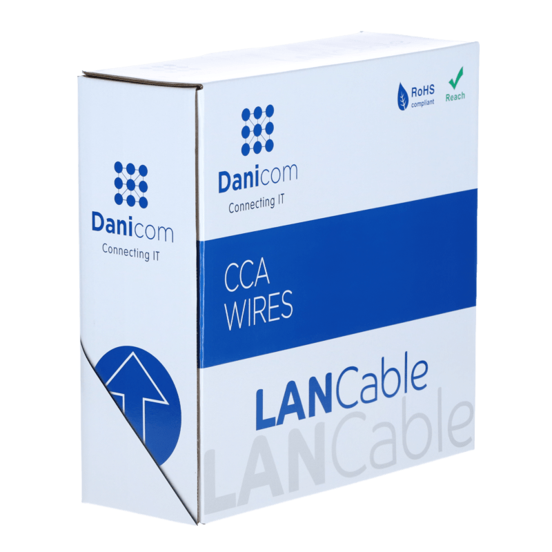 CAT5e Netzwerkkabel, SF/UTP, AWG 26/7 (Flexibel), 100 Meter, Grau, CCA 