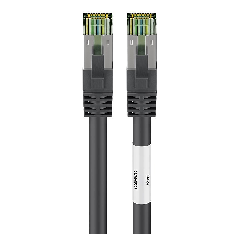 RJ45 Netzwerkkabel S/FTP (PiMF), mit CAT 8 Rohkabel, Schwarz, 2m