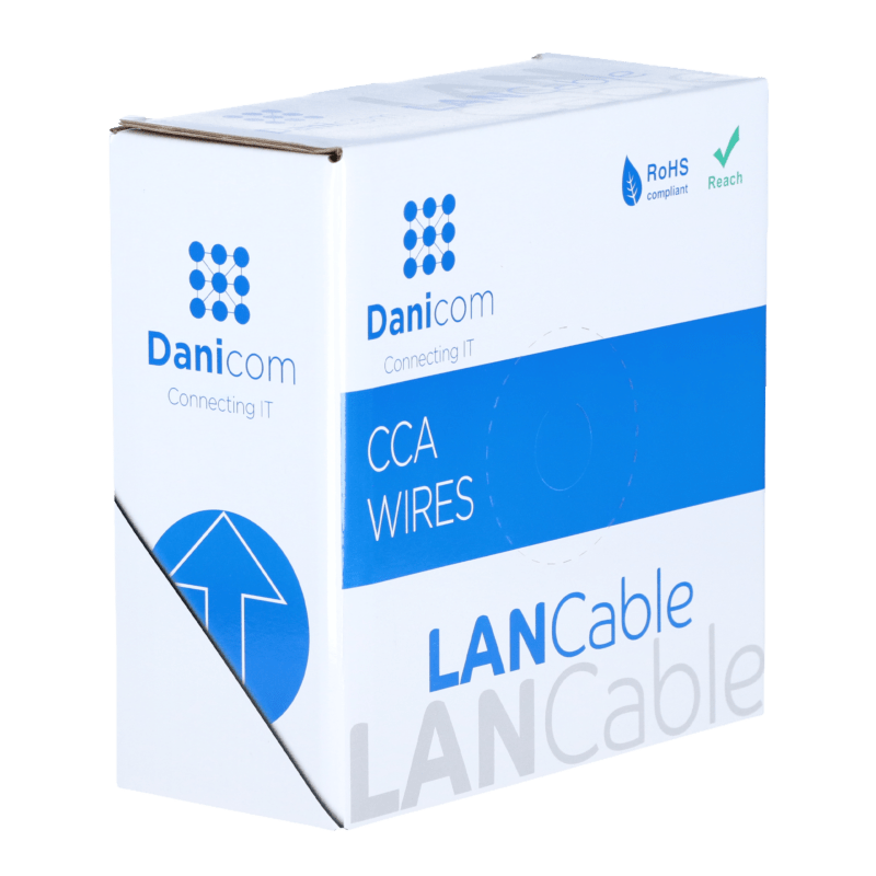 CAT5e U/UTP 50m kabel auf rolle flexibel grau CCA