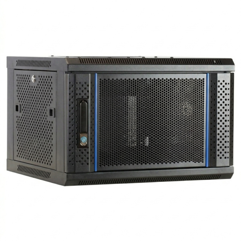 6 HE Serverschrank, Wandgehäuse, mit perforierter Fronttür (BxTxH) 600 x 450 x 367mm