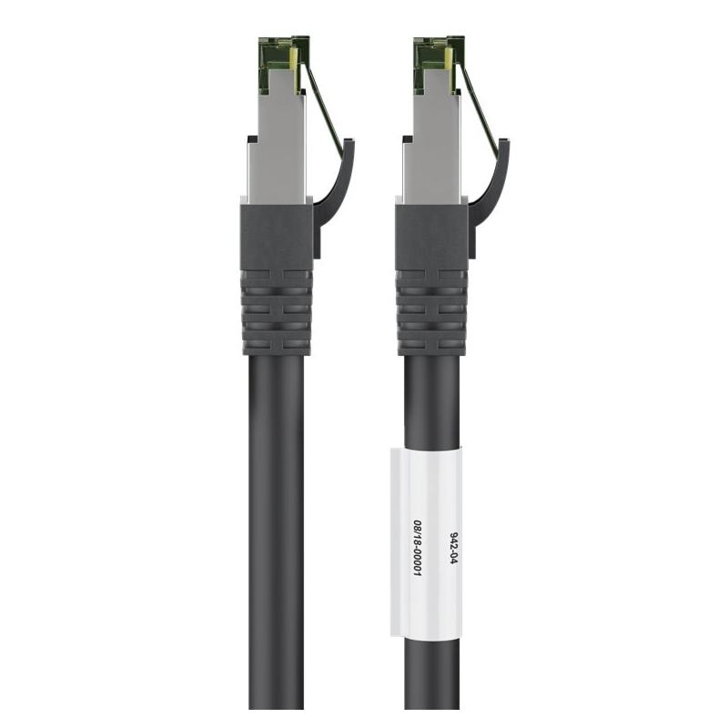 RJ45 Netzwerkkabel S/FTP (PiMF), mit CAT 8 Rohkabel, Schwarz, 3m