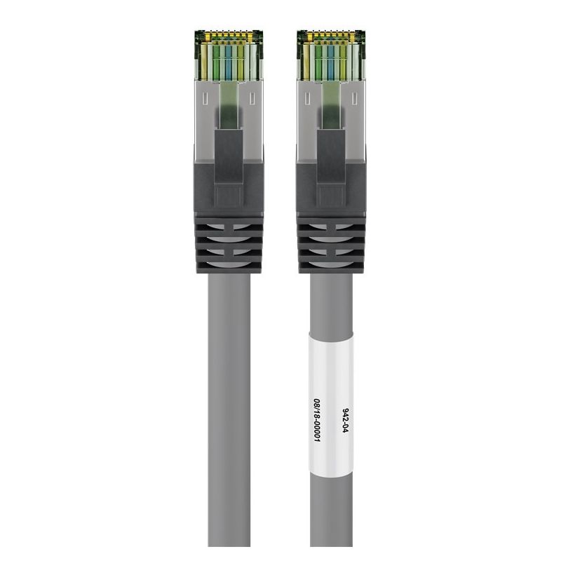 RJ45 Netzwerkkabel S/FTP (PiMF), mit CAT 8 Rohkabel, Grau, 5m